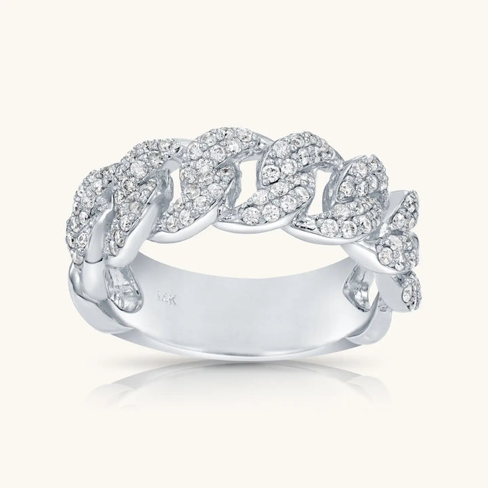 14K SOLID GOLD AND DIAMOND CUBAN LINK RING FOR MEN AND WOMEN