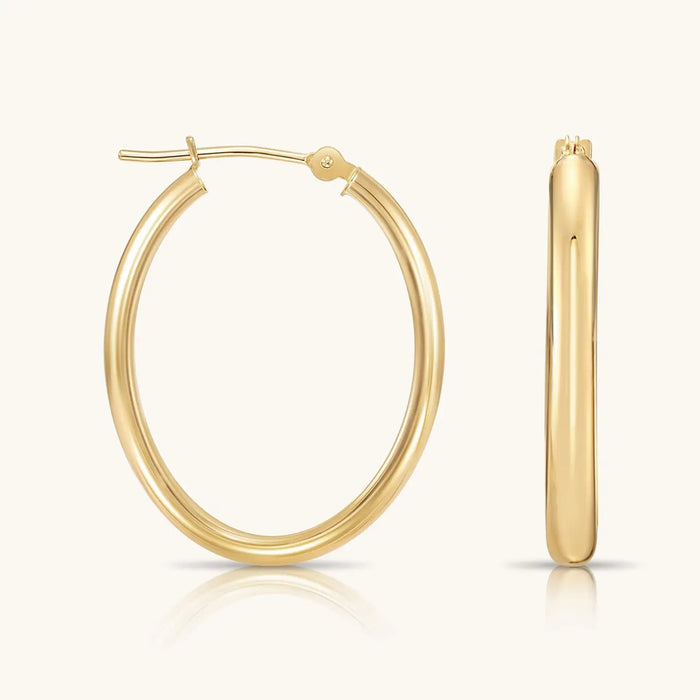 14K GOLD OVAL HOOPS WITH CLASSIC DESIGN