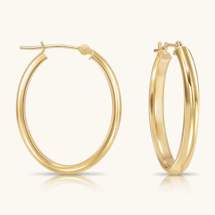 14K GOLD OVAL HOOPS WITH CLASSIC DESIGN