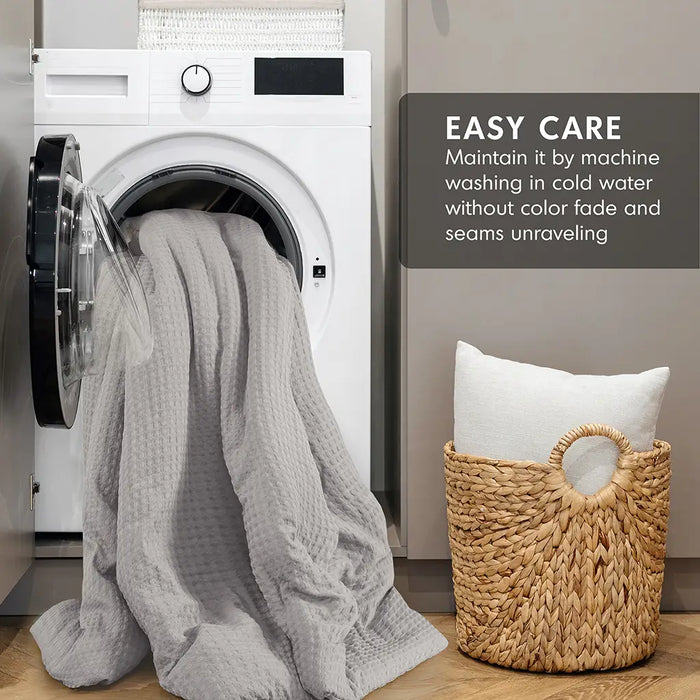 WAFFLE WEAVE TEXTURED ALL SEASON COMFORTER SET, LIGHT GREY