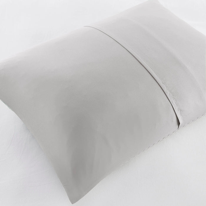 WAFFLE WEAVE TEXTURED ALL SEASON COMFORTER SET, LIGHT GREY