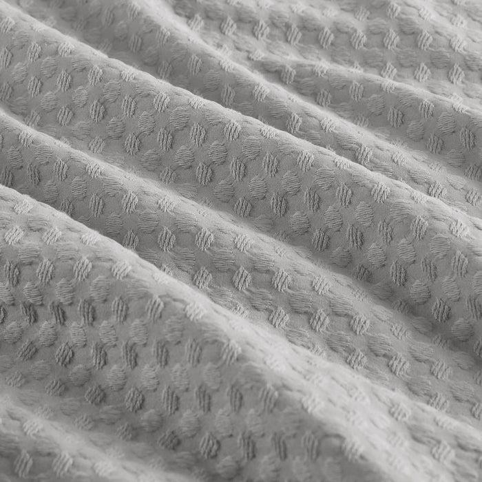 WAFFLE WEAVE TEXTURED ALL SEASON COMFORTER SET, LIGHT GREY