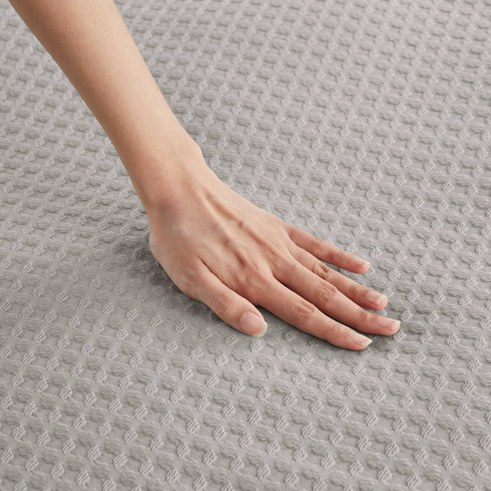 WAFFLE WEAVE TEXTURED ALL SEASON COMFORTER SET, LIGHT GREY