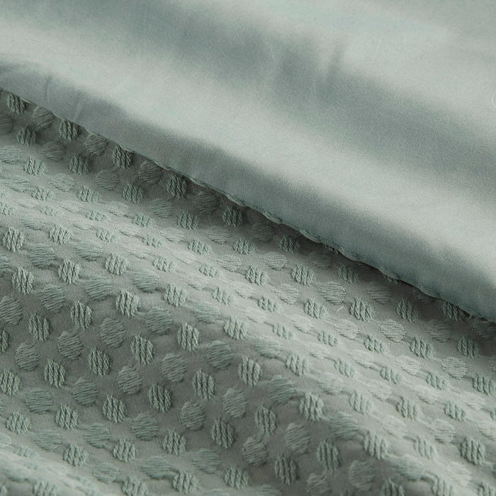 WAFFLE WEAVE TEXTURED ALL SEASON COMFORTER SET, SAGE GREEN