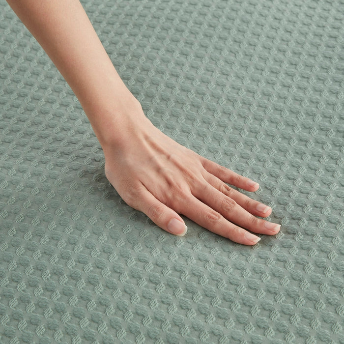 WAFFLE WEAVE TEXTURED ALL SEASON COMFORTER SET, SAGE GREEN