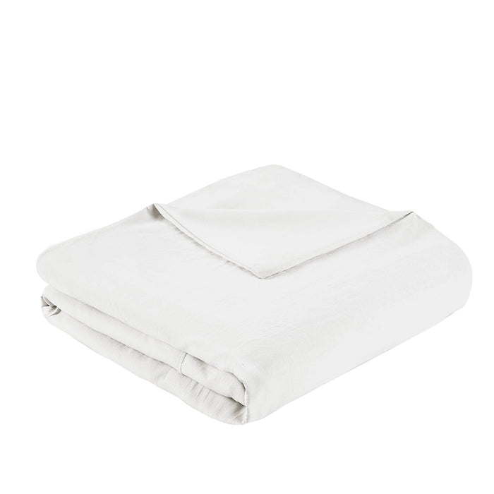 GRID PATTERN SOFT WASHED PLEATED DUVET COVER SET, WHITE