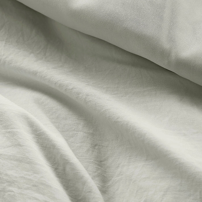 GRID PATTERN SOFT WASHED PLEATED DUVET COVER SET, SILVER