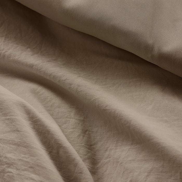 GRID PATTERN SOFT WASHED PLEATED DUVET COVER SET, KHAKI