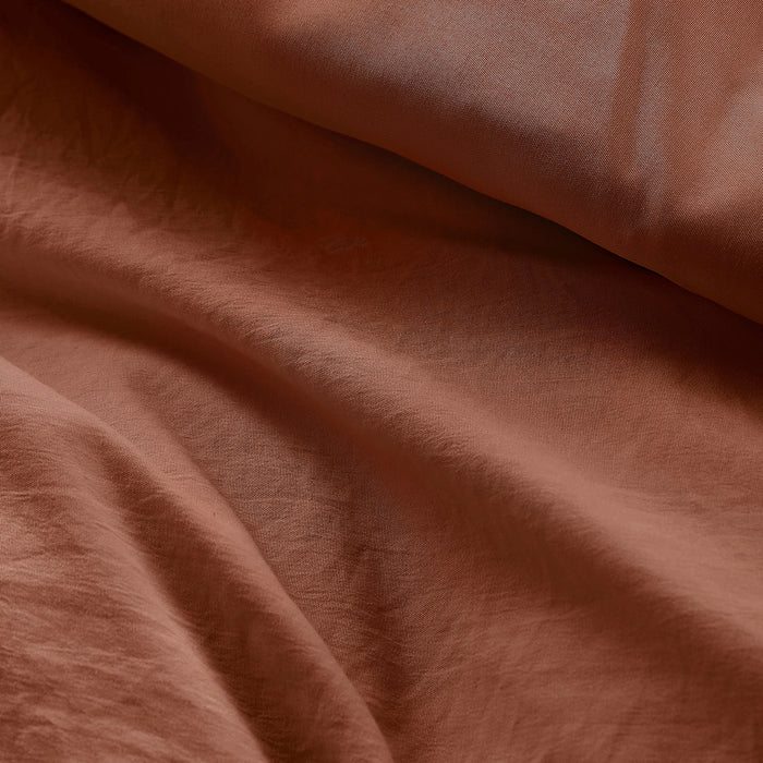 GRID PATTERN SOFT WASHED PLEATED DUVET COVER SET, CLAY