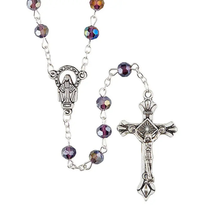 AMETHYST GLASS BEAD ROSARY