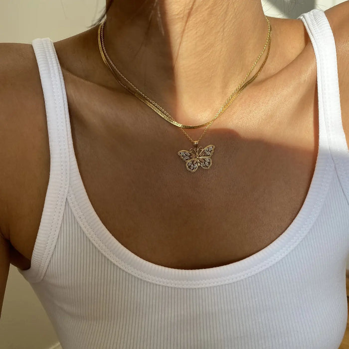 GOLD BUTTERFLY NECKLACE - NO CHAIN