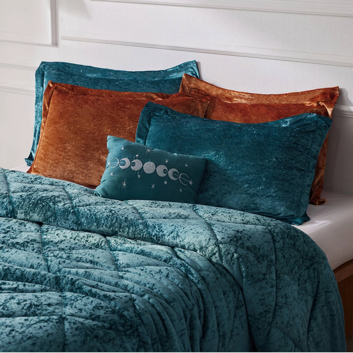 CRUSHED VELVET 4-PIECE COMFORTER SET, TEAL