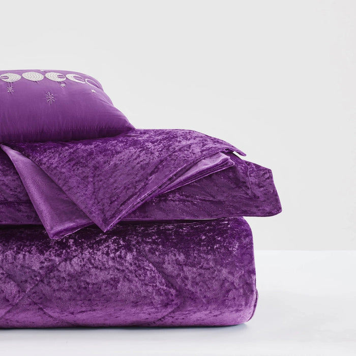 CRUSHED VELVET 4-PIECE COMFORTER SET, PURPLE
