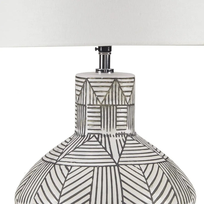 AEGYPT CERAMIC ROUND TABLE LAMP, BLACK AND WHITE