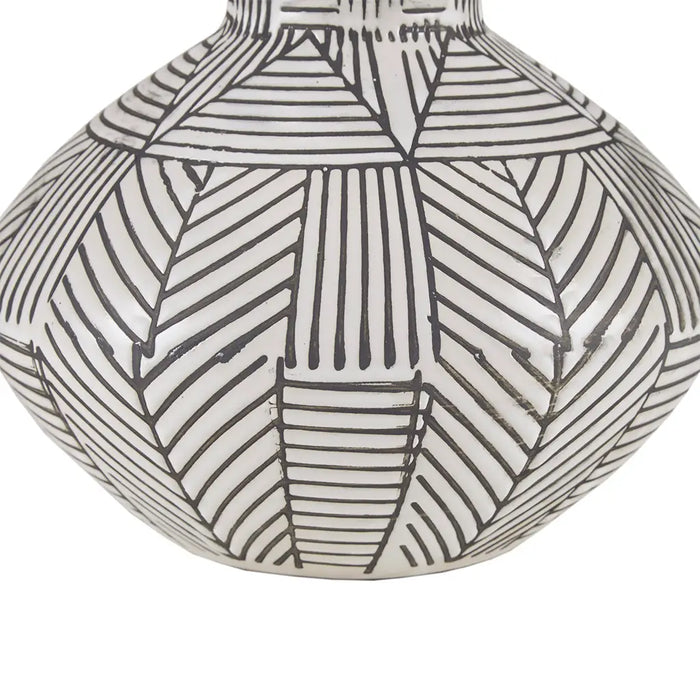 AEGYPT CERAMIC ROUND TABLE LAMP, BLACK AND WHITE