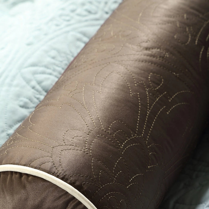 EMBROIDERED QUILTED CHARMEUSE 9-PIECE COMFORTER SET