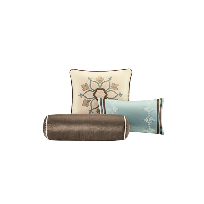 EMBROIDERED QUILTED CHARMEUSE 9-PIECE COMFORTER SET