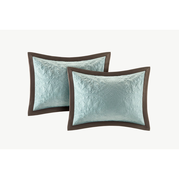 EMBROIDERED QUILTED CHARMEUSE 9-PIECE COMFORTER SET