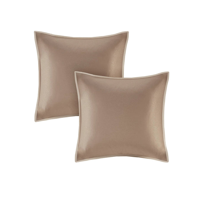 FAUX SILK RAINY PIECED 8-PIECE COMFORTER SET, NATURAL