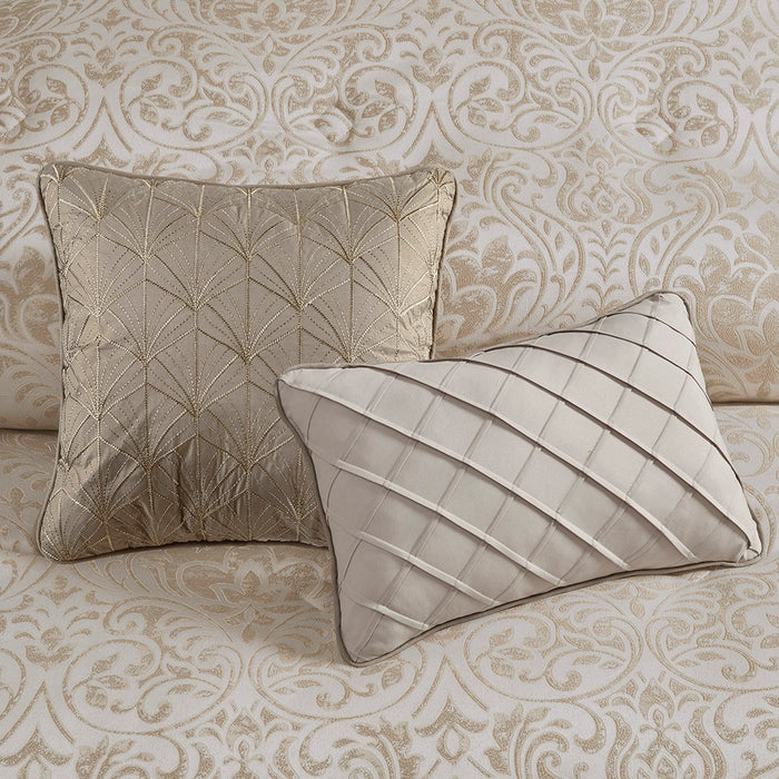 GOLD THREAD DAMASK 12-PIECE COMPLETE COMFORTER SET