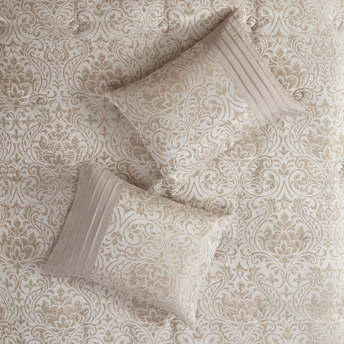 GOLD THREAD DAMASK 12-PIECE COMPLETE COMFORTER SET