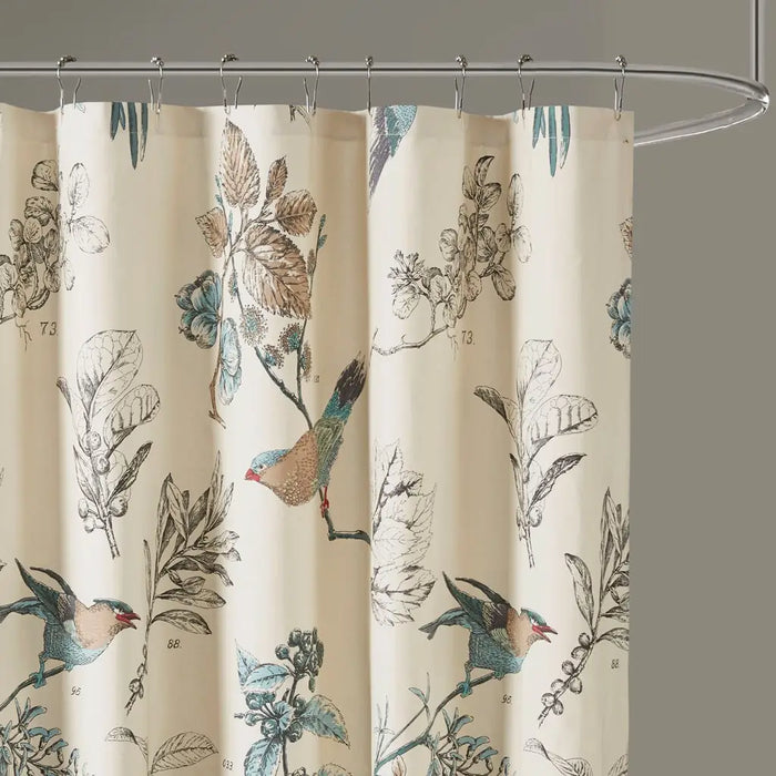 KHAKI TRADITIONAL BIRD SHOWER CURTAIN