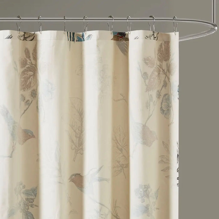 KHAKI TRADITIONAL BIRD SHOWER CURTAIN