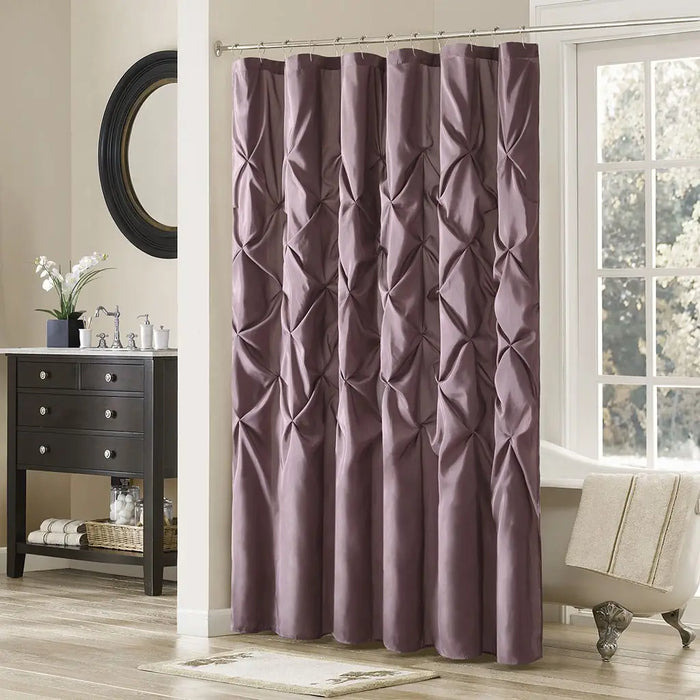 PINCH PLATED SILKY SHOWER CURTAIN, PLUM PURPLE