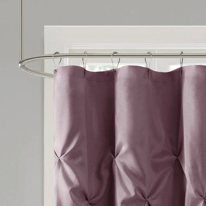 PINCH PLATED SILKY SHOWER CURTAIN, PLUM PURPLE