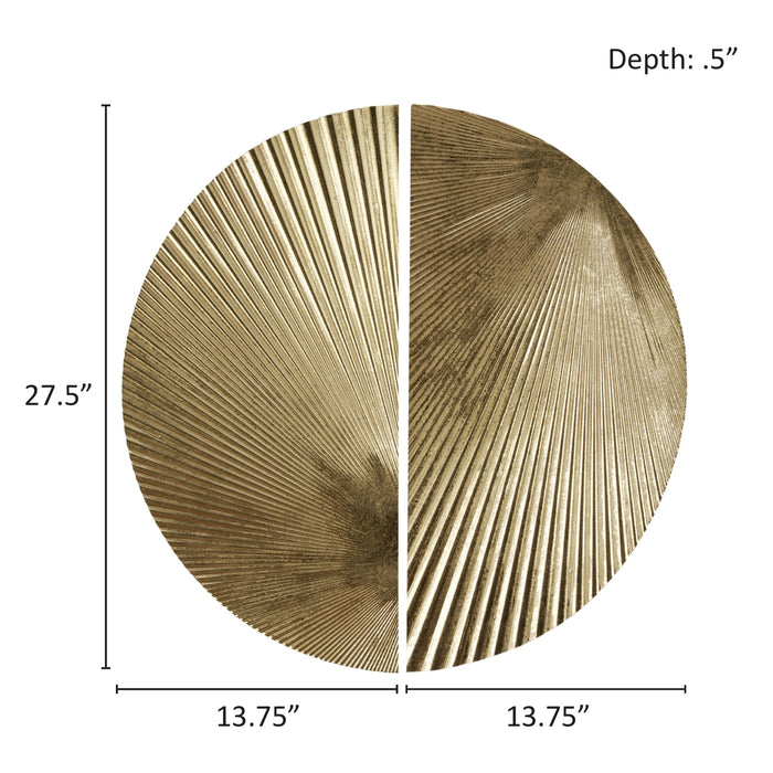 HALF MOON PHRASES ROUND 2-PIECE METAL WALL DECOR SET, GOLD
