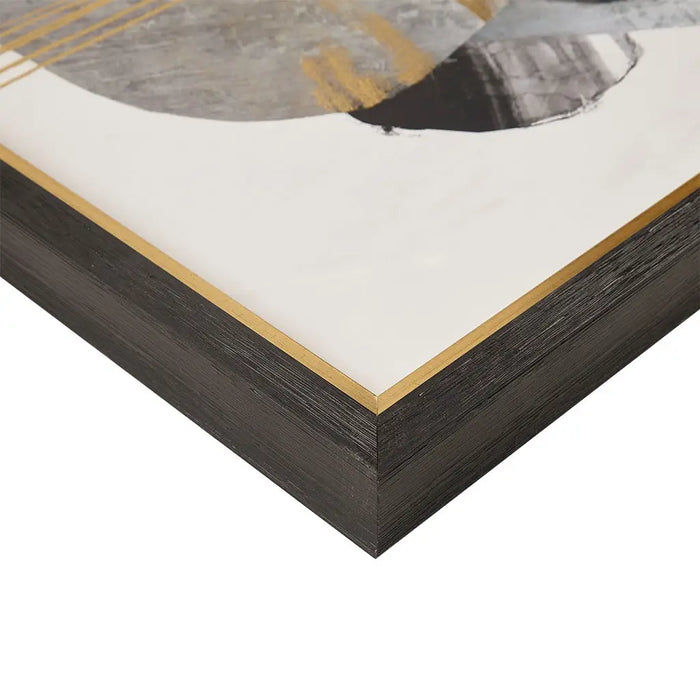 AURIC BEAM ABSTRACT NEUTRAL FRAMED WALL ART WITH GOLD FOIL