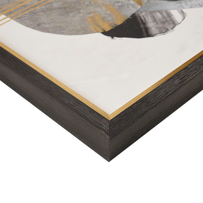 AURIC BEAM ABSTRACT NEUTRAL FRAMED WALL ART WITH GOLD FOIL