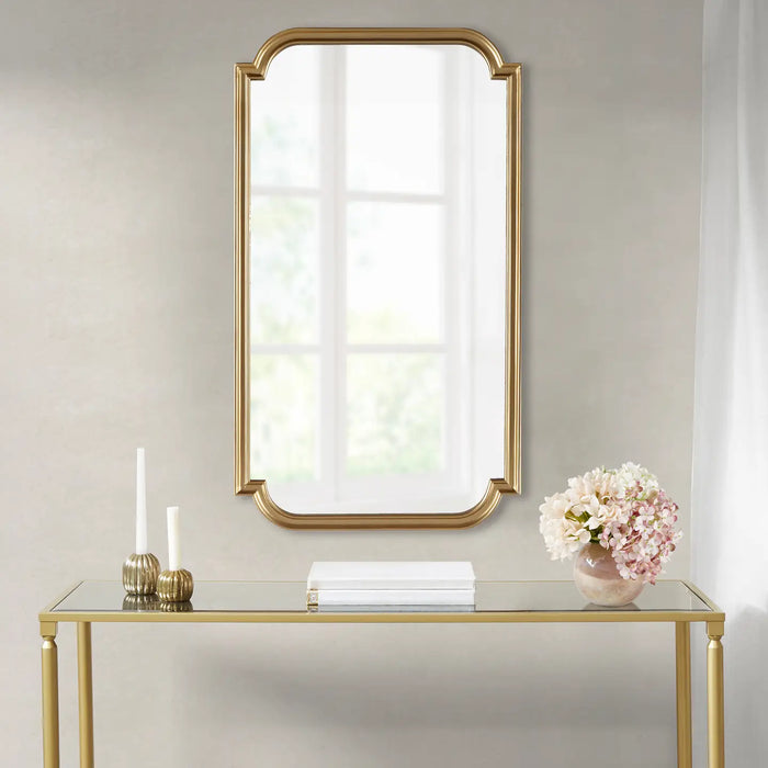 GOLD SCALLOPED WOOD WALL MIRROR HOME DECOR