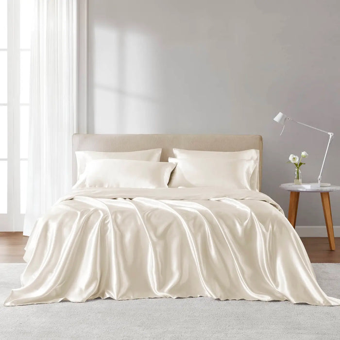 LUXURY SATIN 6-PIECE SHEET SET, IVORY
