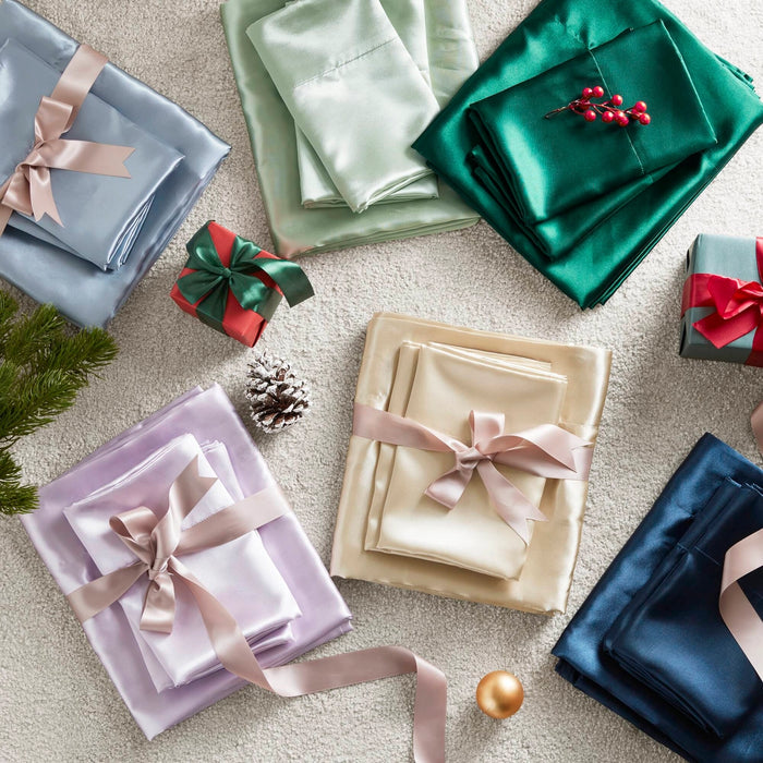 LUXURY SATIN 6-PIECE SHEET SET, IVORY