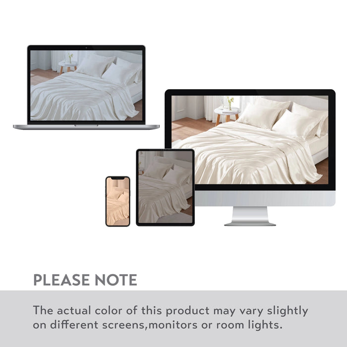 LUXURY SATIN 6-PIECE SHEET SET, IVORY