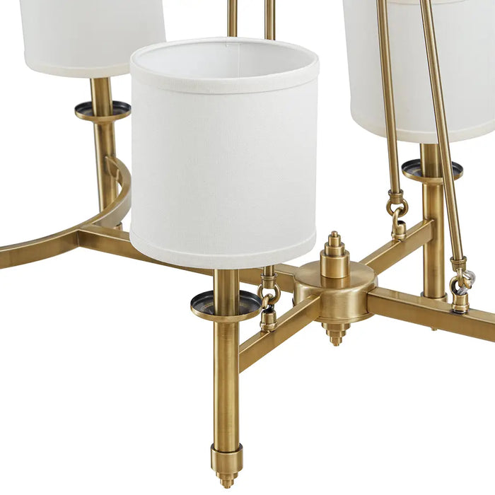 6-LIGHT CHANDELIER WITH FABRIC DRUM SHADES, ANTIQUE GOLD