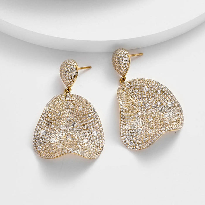 WAVE DISK EARRINGS - YELLOW GOLD