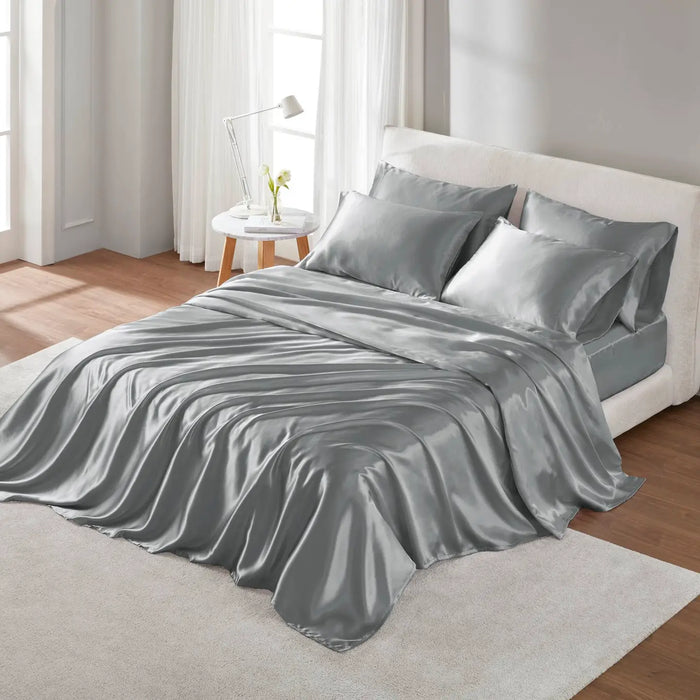 LUXURY SATIN 6-PIECE SHEET SET, IVORY