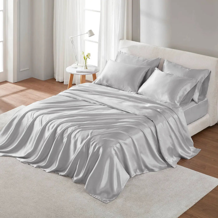 LUXURY SATIN 6-PIECE SHEET SET, IVORY
