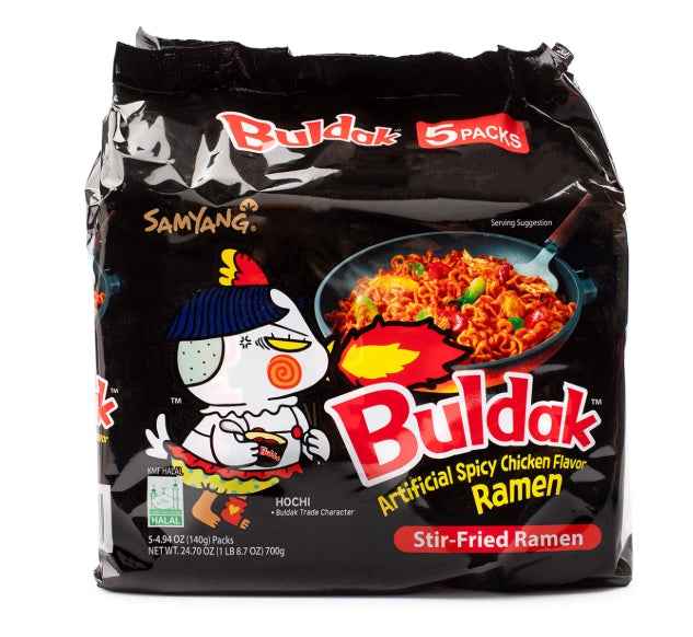 SAMYANG BULDAK RAMEN BLACK, HOT CHICKEN FLAVOR 140G, 5-PACK
