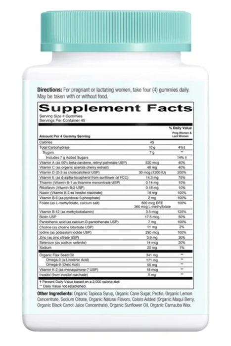 SMARTYPANTS USDA ORGANIC PRENATAL FORMULA, 180 ADULT GUMMIES