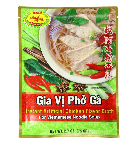DRAGONFLY - CHICKEN FLAVOR BROTH "PHO GA" BASE SOUP 2.7 OZ, PK OF 2