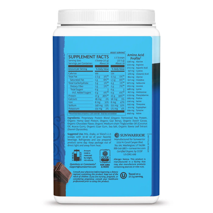 WARRIOR BLEND CHOCOLATE PROTEIN - PEA PROTEIN POWDER 375G - CASE OF 3