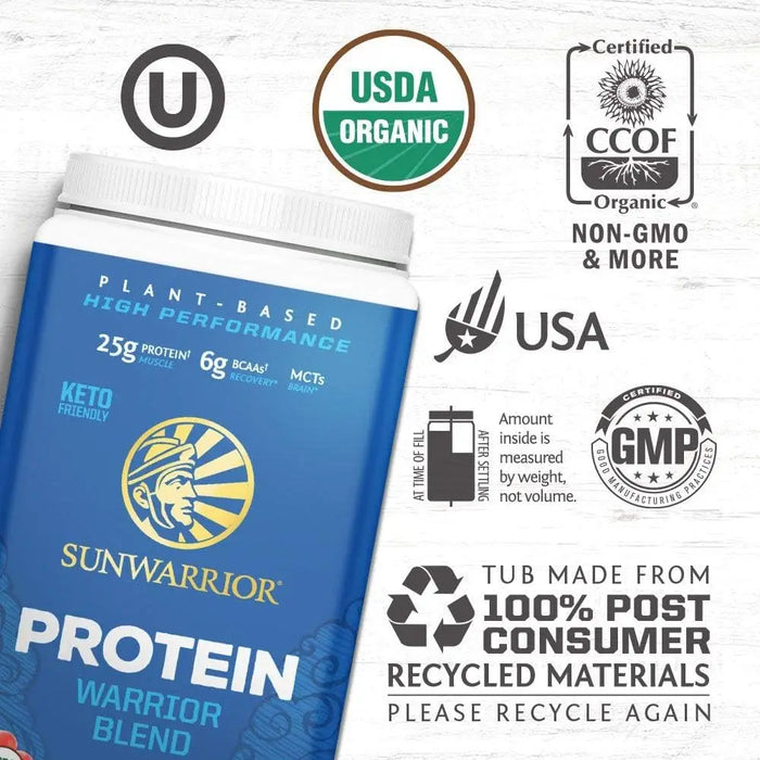 WARRIOR BLEND CHOCOLATE PROTEIN - PEA PROTEIN POWDER 375G - CASE OF 3