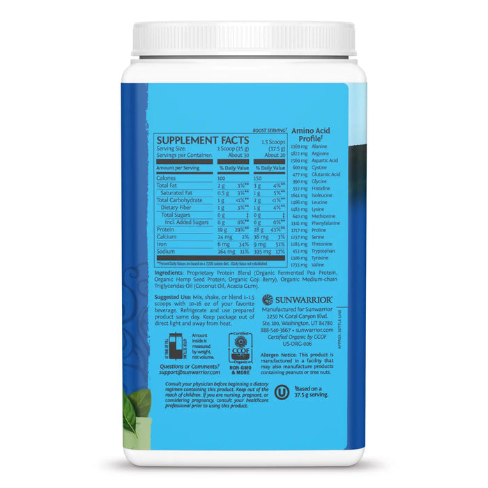 WARRIOR BLEND UNFLAVORED PROTEIN - PEA PROTEIN POWDER 375G - CASE OF 3