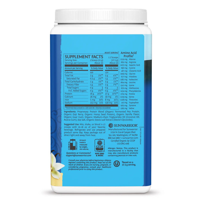 WARRIOR BLEND VANILLA PROTEIN - PEA PROTEIN POWDER 375G - CASE OF 3