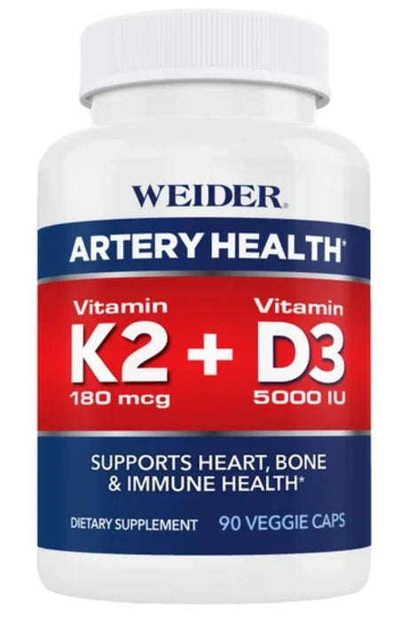 WEIDER ARTERY HEALTH WITH VITAMIN K2 PLUS D3, 90 VEGGIE CAPS