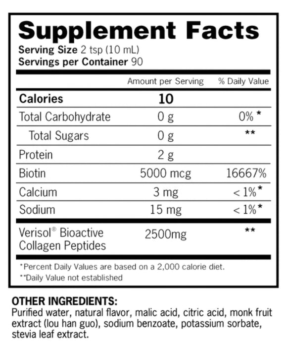 ZENA LIQUID COLLAGEN + BIOTIN, 30 FLUID OUNCES