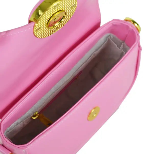 NEW! IT618 ITALIAN MINIMAL CHIC PINK LEATHER CROSSBODY BAG